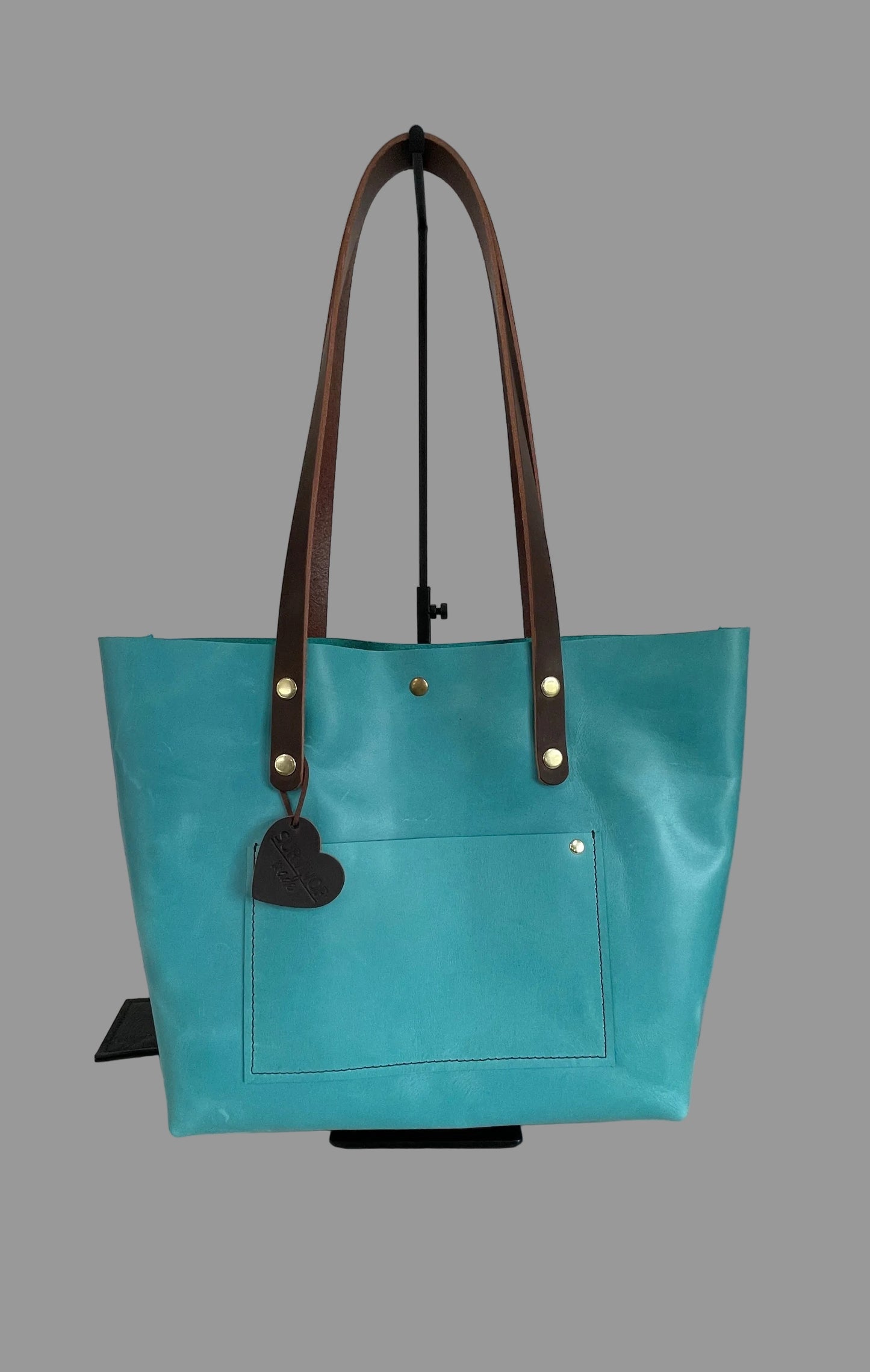 SPRING SPECIAL! - Turquoise Large Leather Tote
