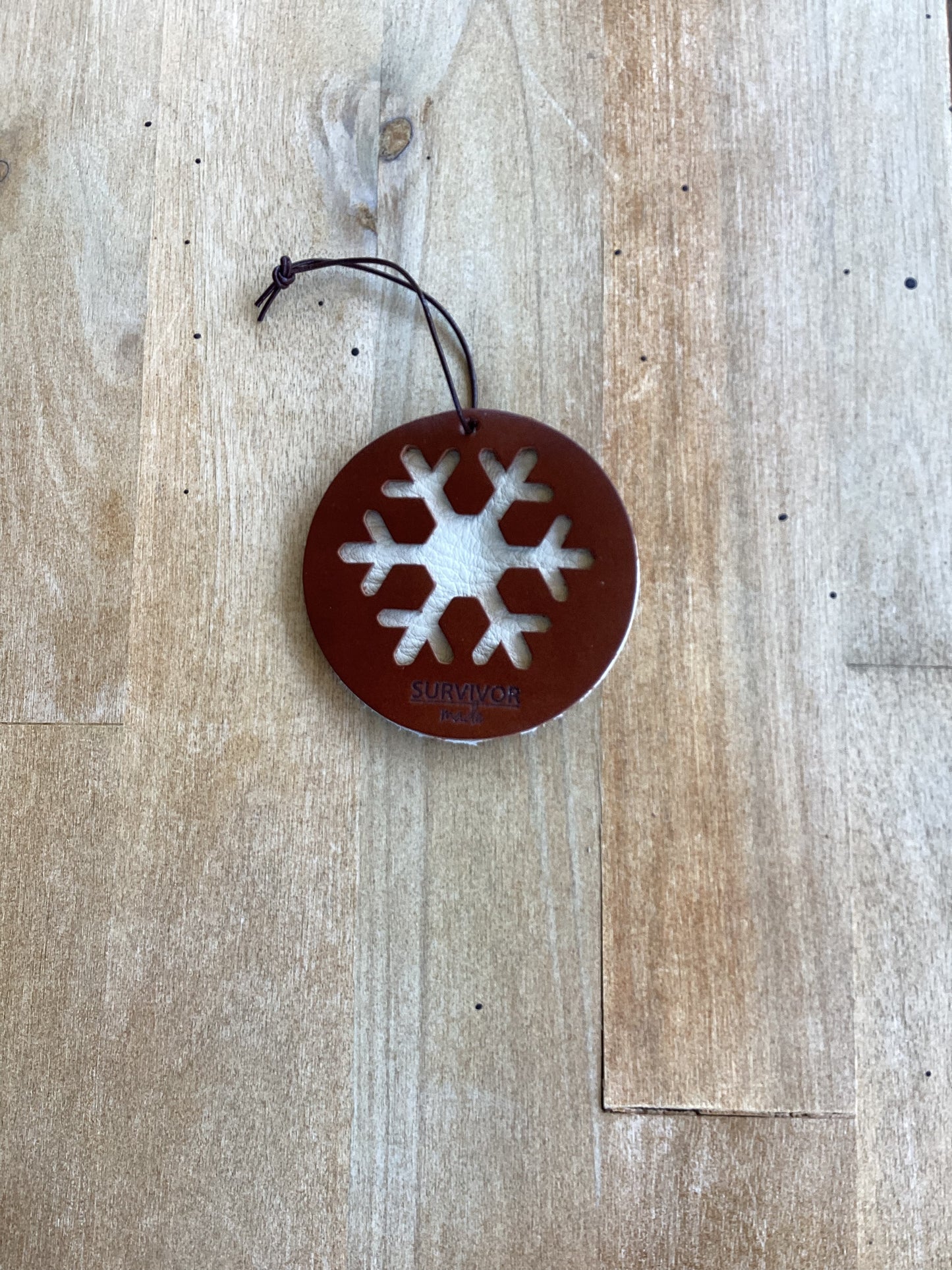 Snowflake Ornament Cognac and Ivory