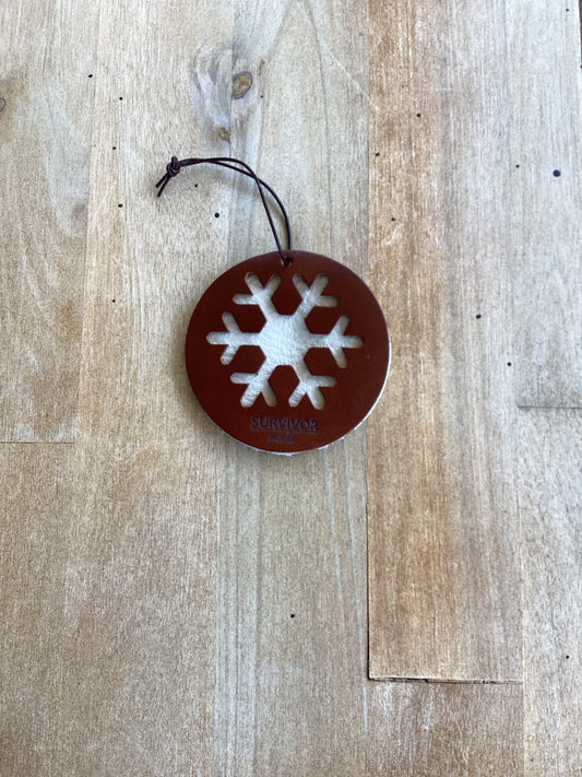 Snowflake Ornament Cognac and Ivory