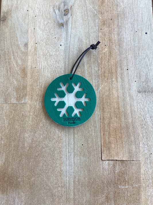 Snowflake Ornament Green and Ivory