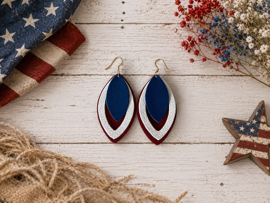 Red, White & Blue Triple-Layered Chime Earrings